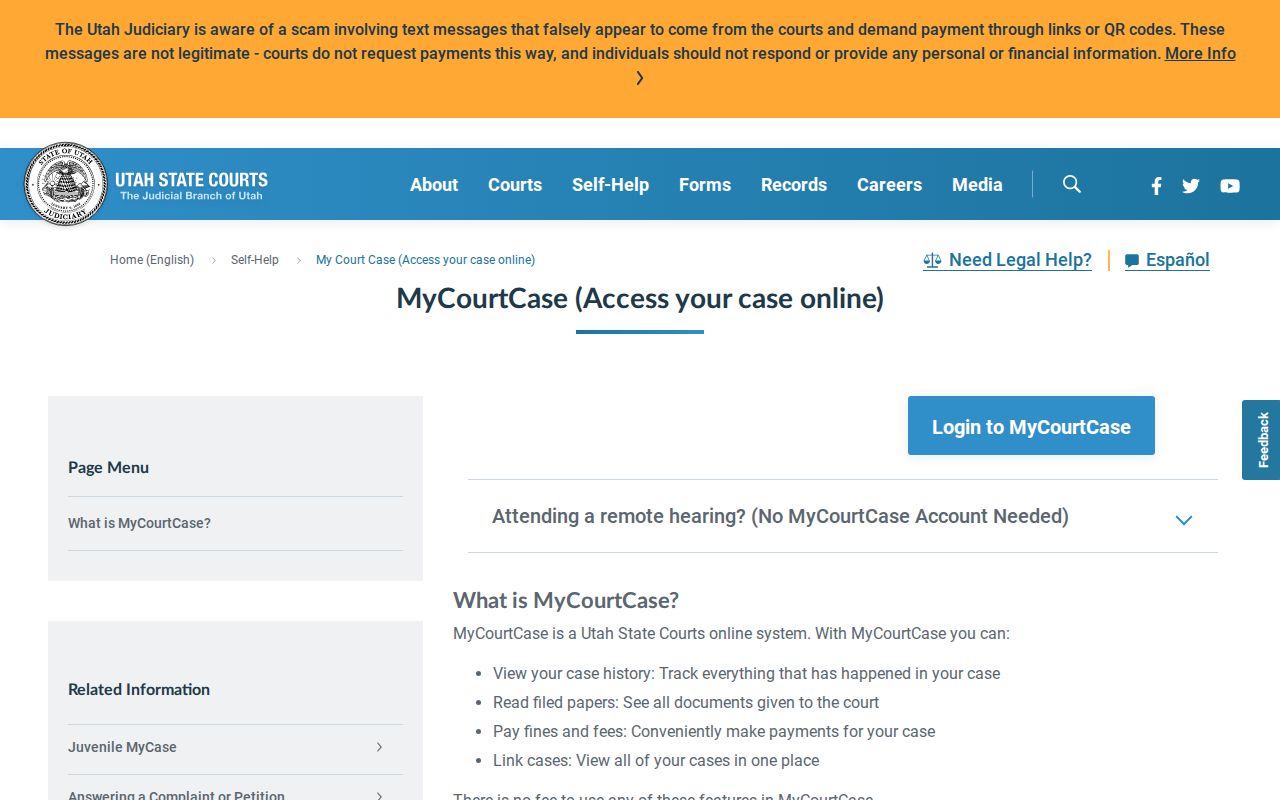 Weber County criminal case MyCase party access