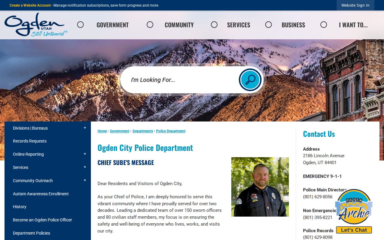 Ogden criminal records and Police Department information in Weber County
