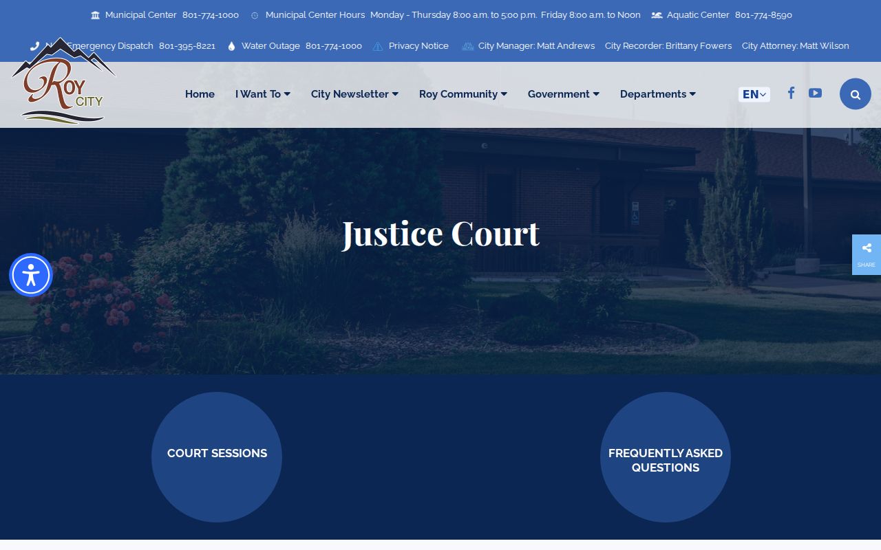 Roy criminal court records at Roy Weber County Justice Court
