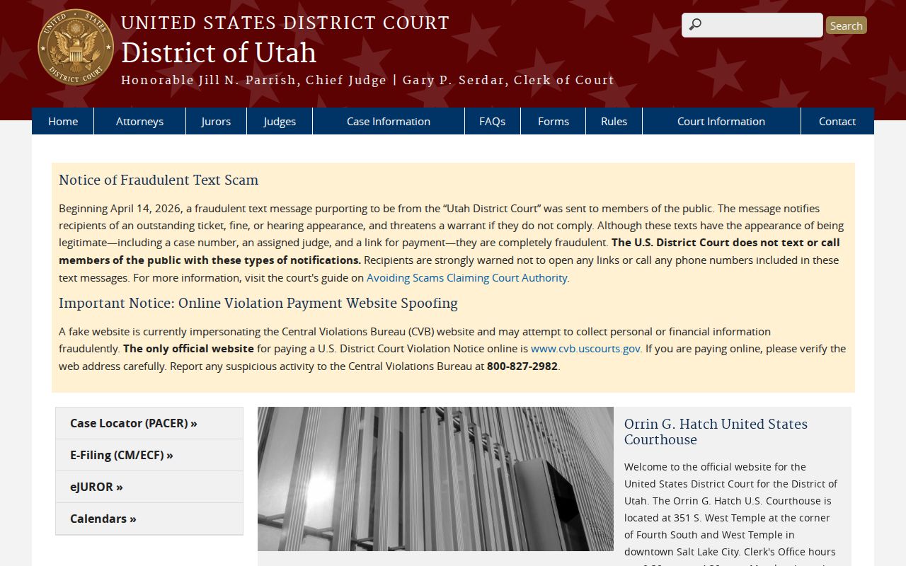 Weber County criminal records District of Utah federal court
