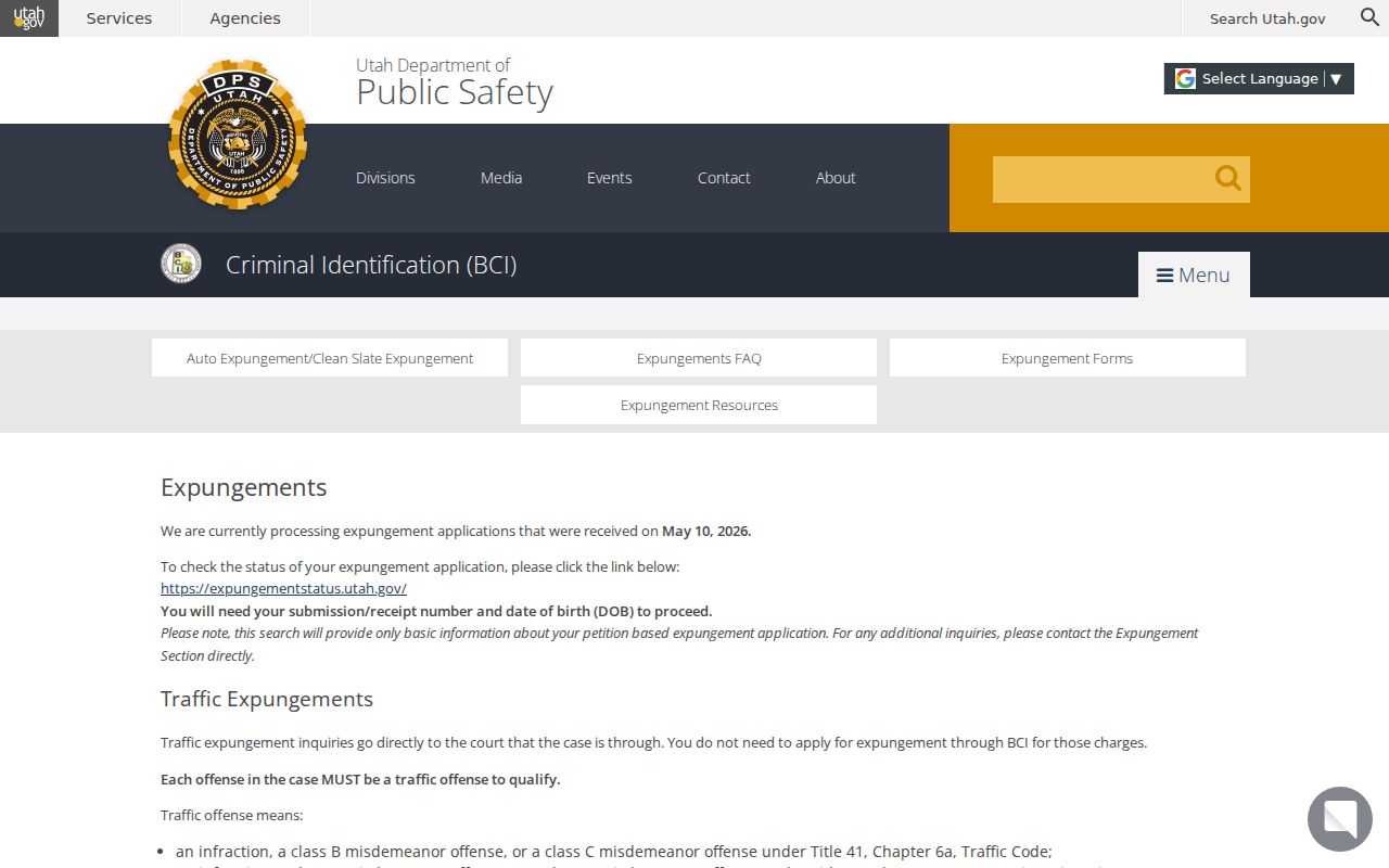 Weber County criminal record expungement process