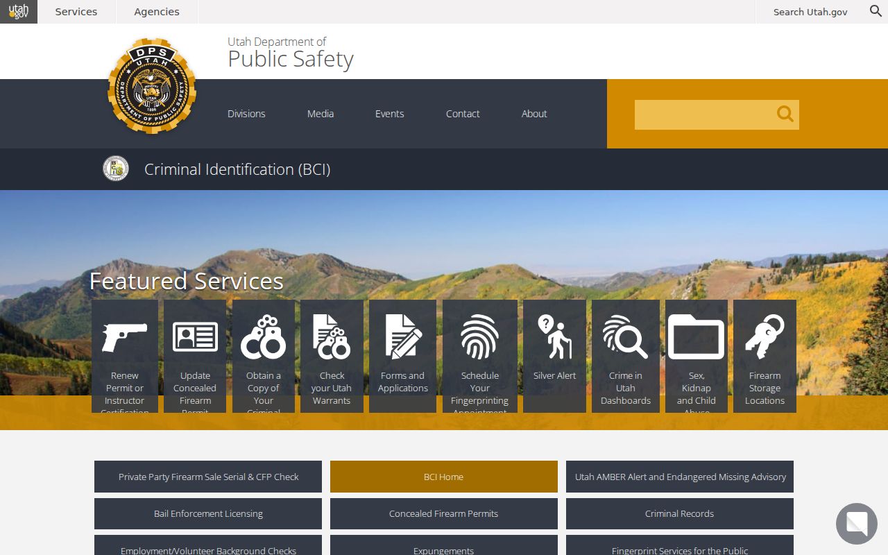 Weber County criminal records Utah BCI repository