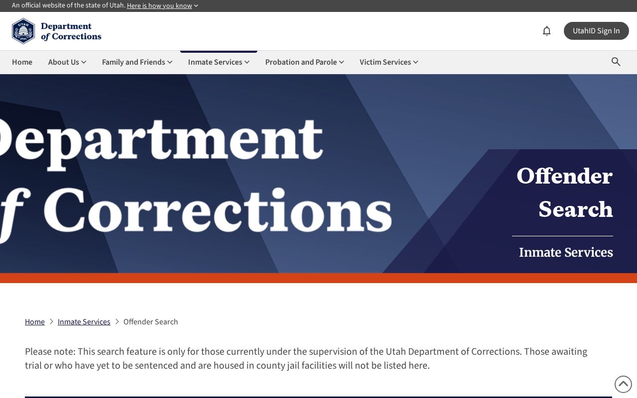 Weber County criminal history Utah corrections offender search
